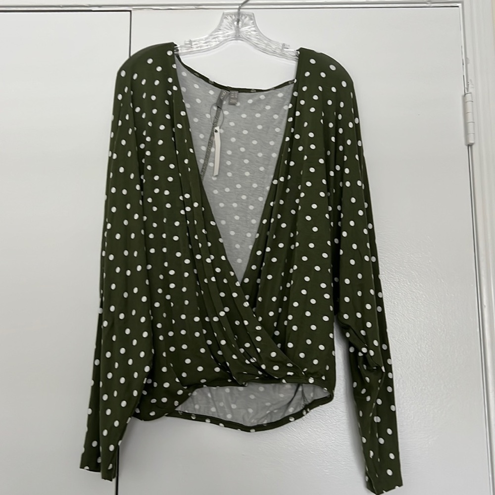 ASOS curve size 16 green polka dot wrap top